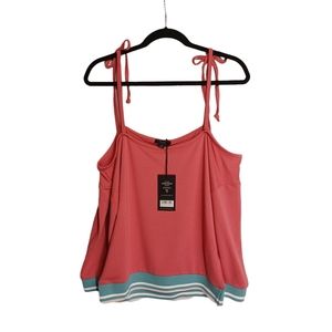 POETIC JUSTICE Rosewood Cold Shoulder Long Sleeve Green White Stripe Top NWT